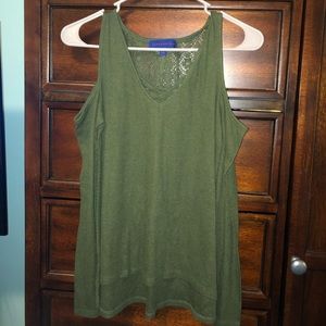 Dark green blouse with lace detail